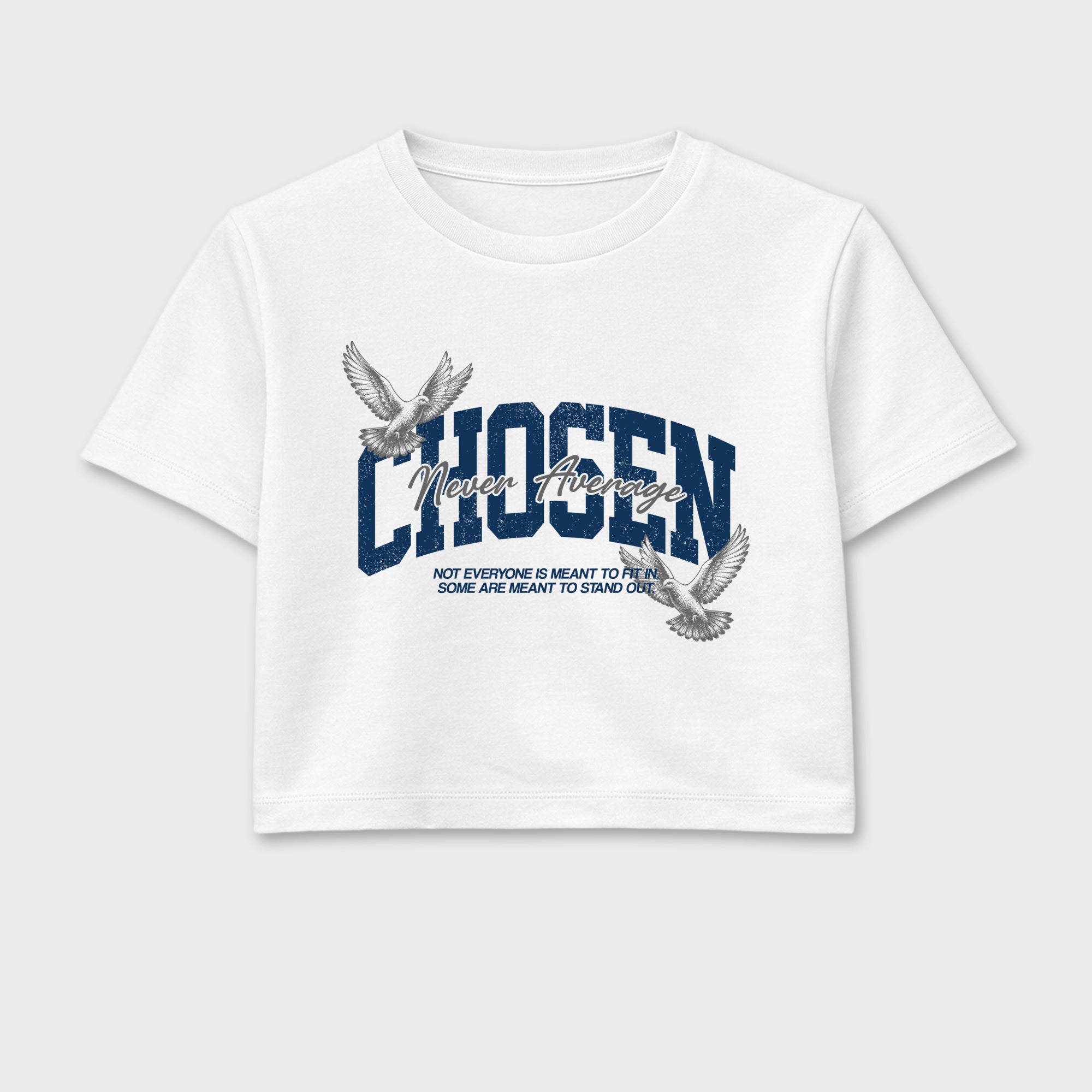 Never Average women’s crop tee designed to match the Air Jordan 13 Flint, featuring coordinated White 2 options for a perfect streetwear vibe.