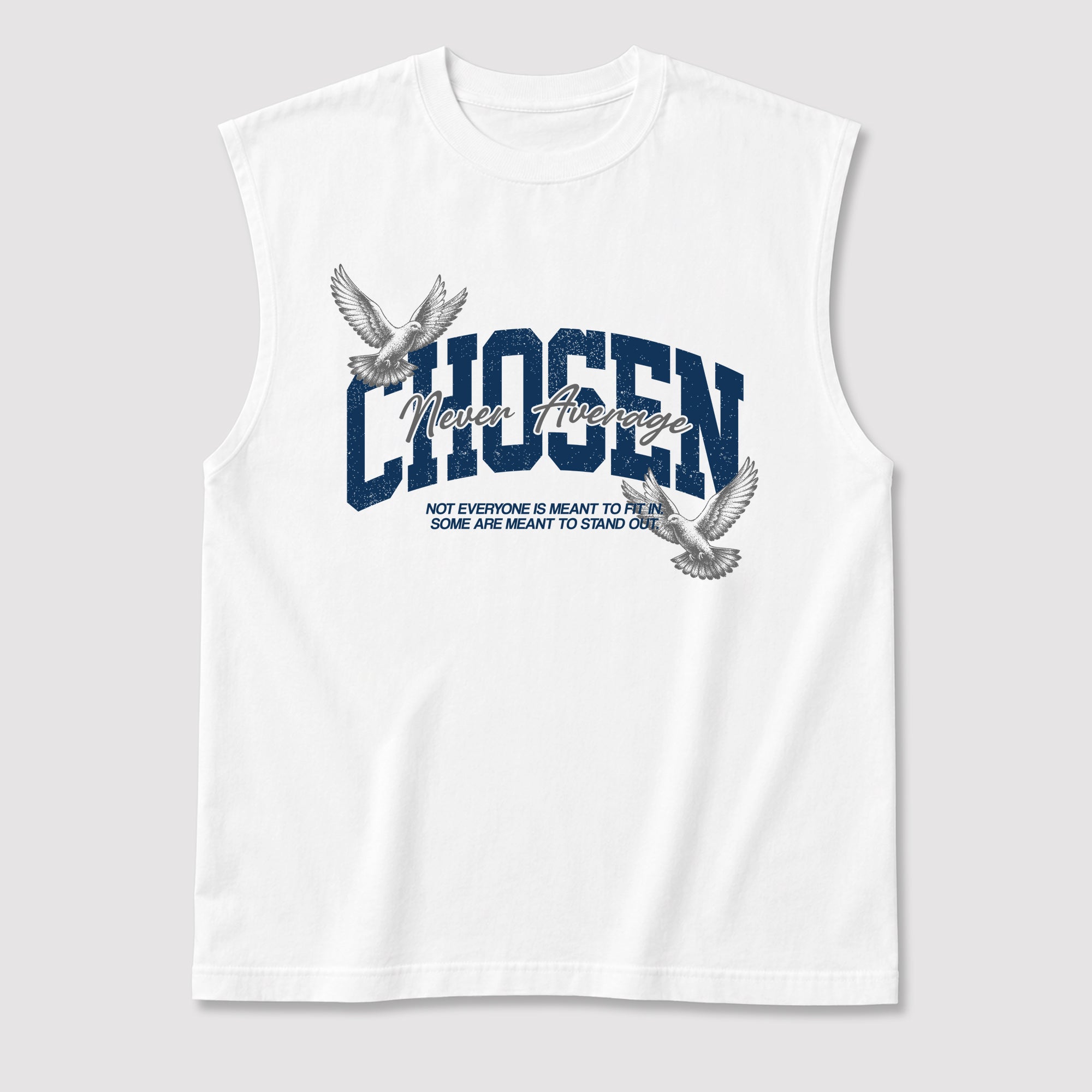 Never Average men's graphic muscle t-shirt designed to match the Air Jordan 13 Flint, featuring coordinated White 2 graphics for the perfect streetwear look.
