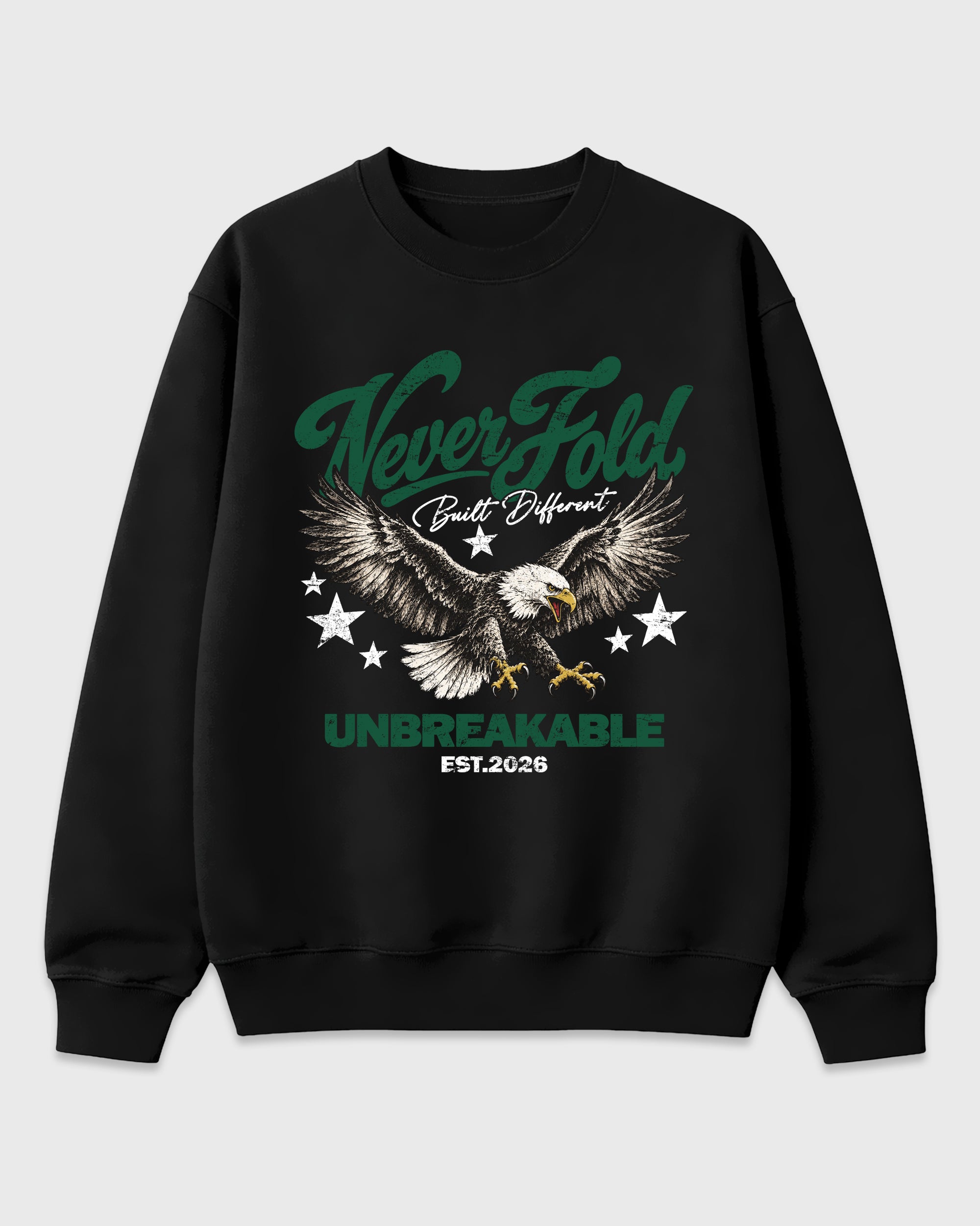 Never Fold Graphic T-Shirt featuring original streetwear artwork designed to match the Air Jordan 14 Forest Green. Black 2 Graphic Tee.