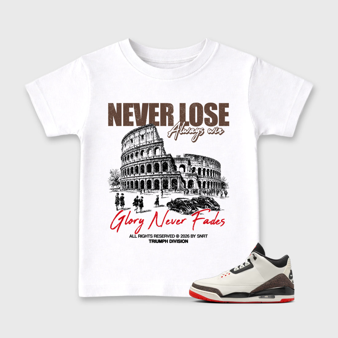 Sneaker match tees – Sneaker Tees To Match Air Jordan 3 World's Best Dad Shoes – Never Lose Kids T-Shirt White 1