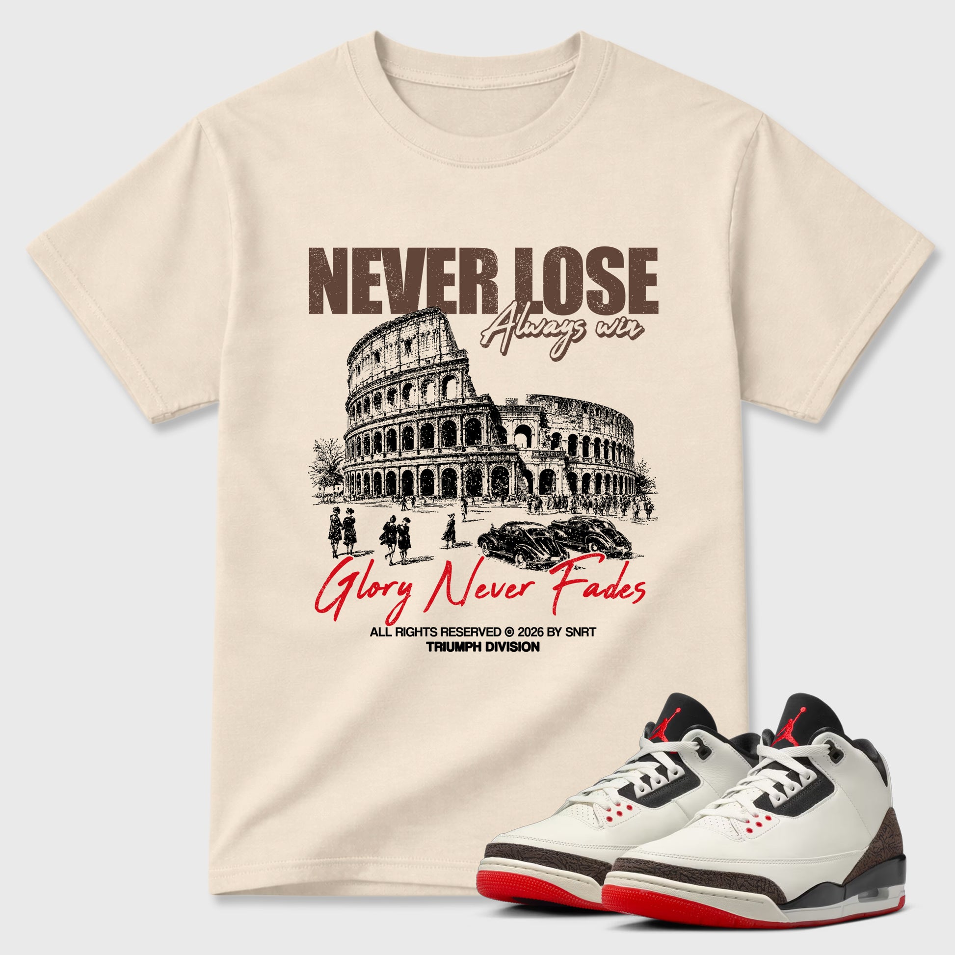 Sneaker match tees – Sneaker Tees To Match Air Jordan 3 World's Best Dad Shoes – Never Lose Tee Natural 1