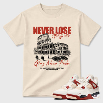 Sneaker match tees – Sneaker Tees To Match Air Jordan 4 Brick After Brick Shoes – Never Lose Tee Natural 1