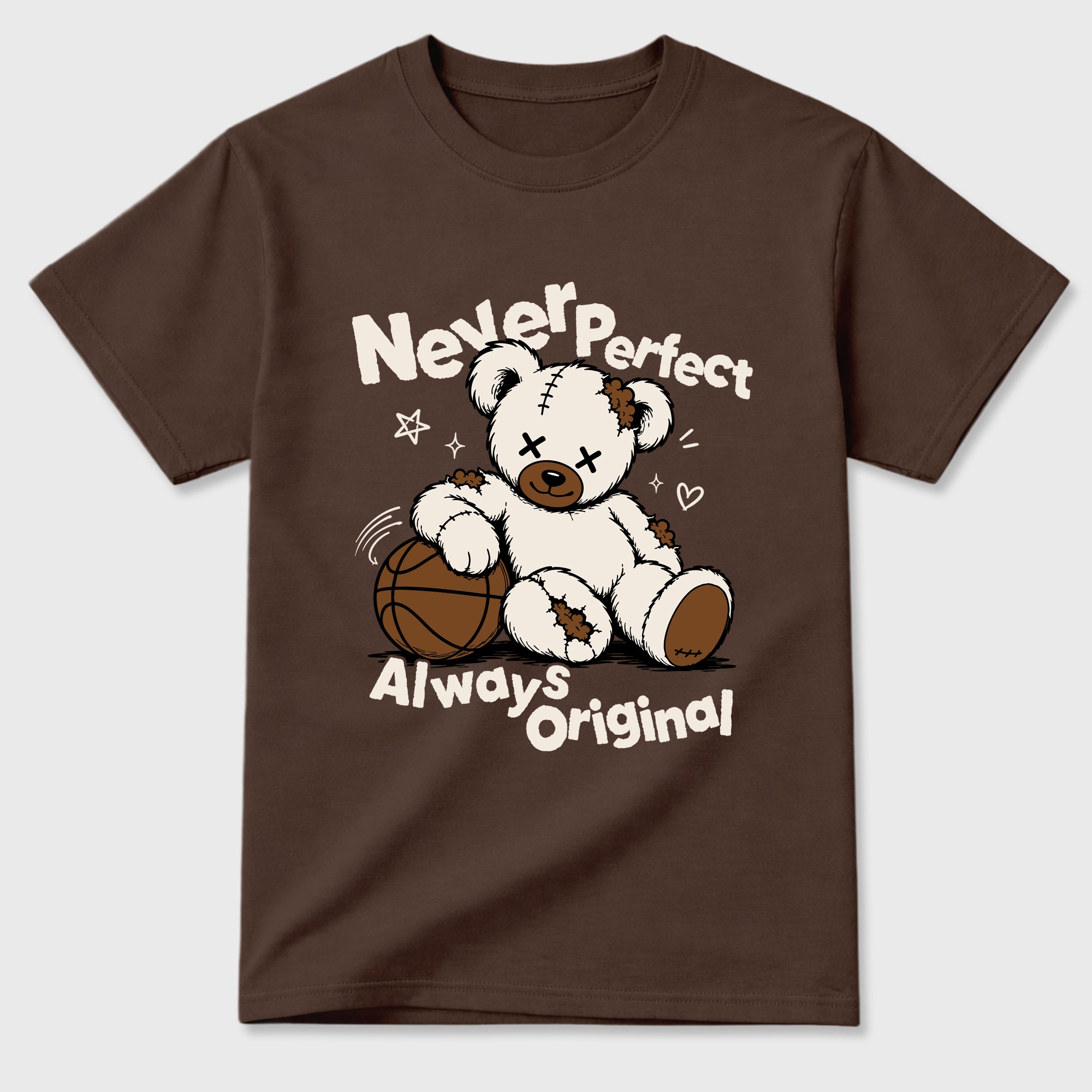 Never Perfect Always Original Graphic T-Shirt featuring original streetwear artwork designed to match the Air Jordan 1 Love Letter. Dark Chocolate 2 Graphic T-Shirt.