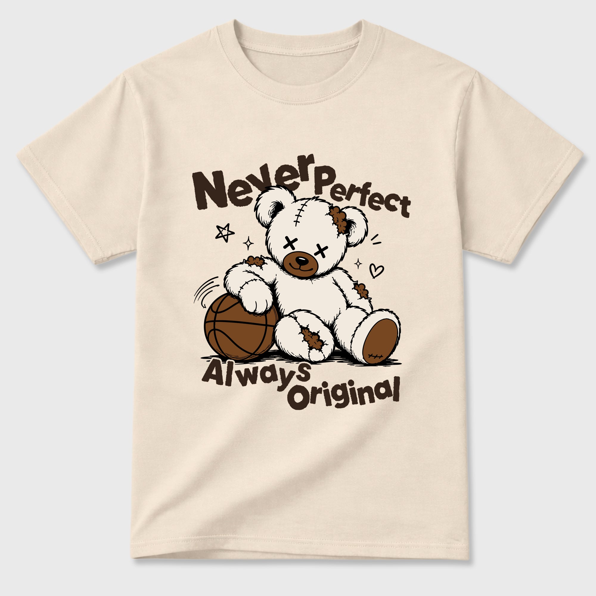 Never Perfect Always Original Graphic T-Shirt featuring original streetwear artwork designed to match the Air Jordan 1 Love Letter. Natural 2 Graphic T-Shirt.