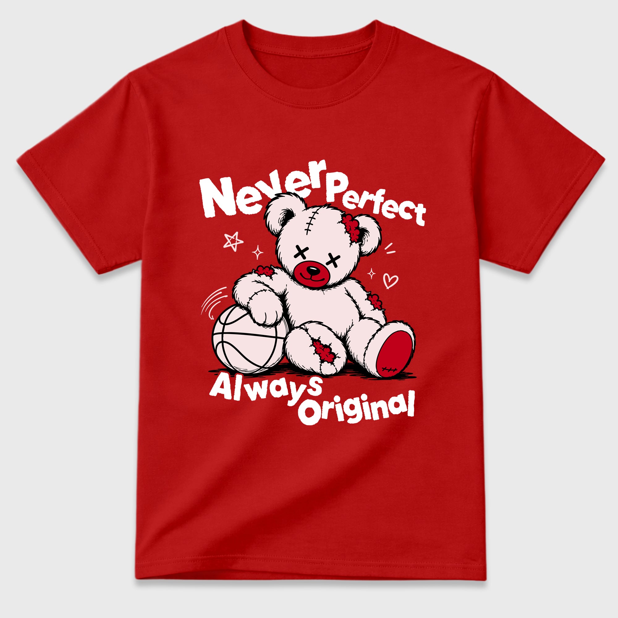 Never Perfect Always Original Graphic T-Shirt featuring original streetwear artwork designed to match the Air Jordan 1 Nails and Grails. Red 2 Graphic T-Shirt.