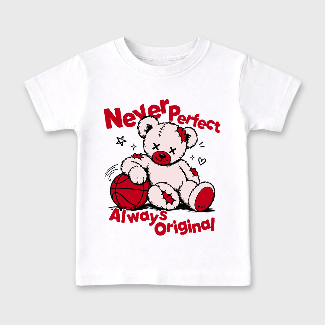 Never Perfect Always Original Baby & Kids Graphic T-Shirt featuring original artwork designed to match the Air Jordan 1 Nails and Grails. White 2 Kids Graphic Tee.