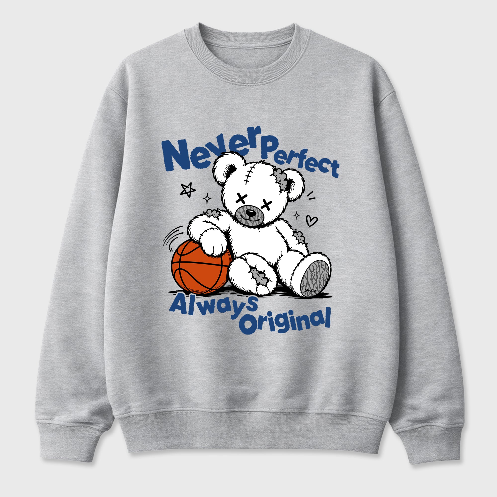 Never Perfect Always Original Graphic T-Shirt featuring original streetwear artwork designed to match the Air Jordan 3 Denim Blue. Heather Grey 2 Graphic Tee.