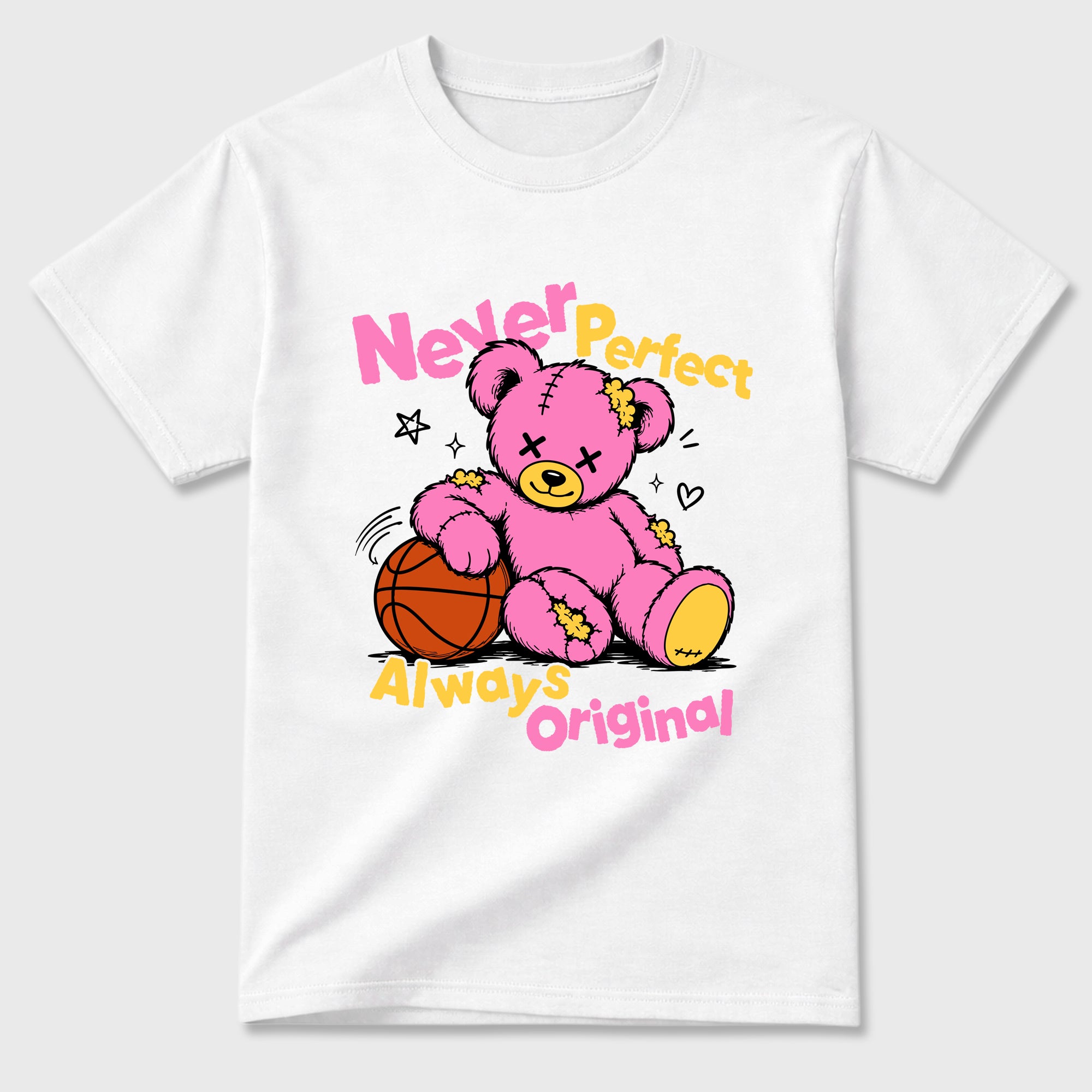 Never Perfect Always Original Graphic T-Shirt featuring original streetwear artwork designed to match the Air Jordan 4 Comic. White 2 Graphic T-Shirt.