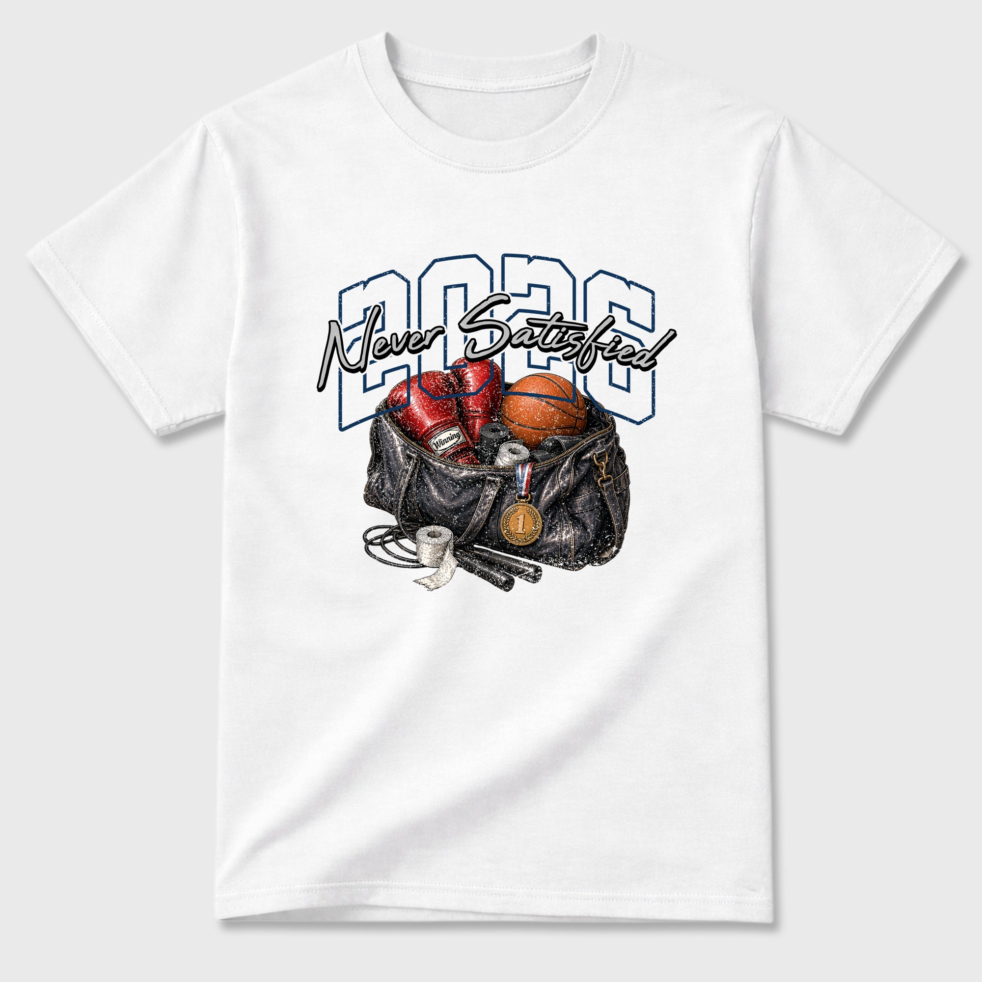 Never Satisfied Graphic T-Shirt featuring original streetwear artwork designed to match the Air Jordan 13 Flint. White 2 Graphic T-Shirt.