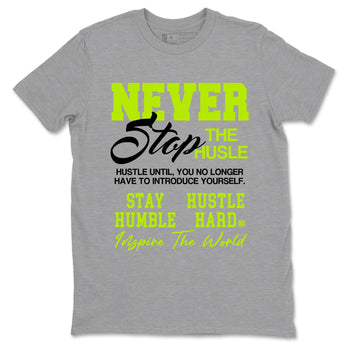 Foams One Black Volt shirts to match jordans Never Stop The Hustle sneaker match tees Air Foamposite One Black and Volt match shoes to clothes SNRT Sneaker Tees unisex cotton Heather Grey 2 shirts