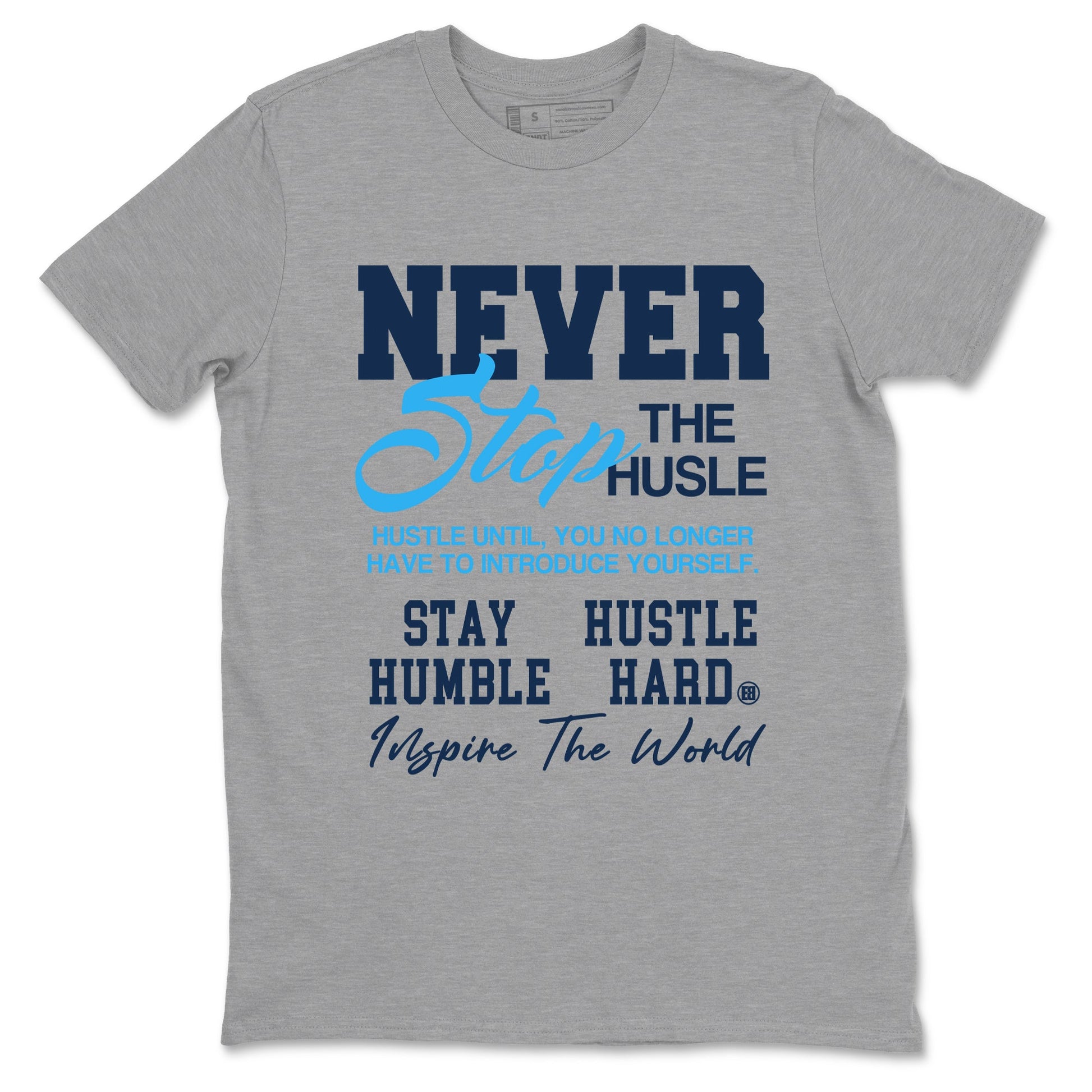 1s Obsidian shirts to match jordans Never Stop The Hustle shirts to match Jordans AJ1 Retro Low OG Obsidian match shoes to clothes SNRT Sneaker Tees unisex cotton Heather Grey 2 shirts