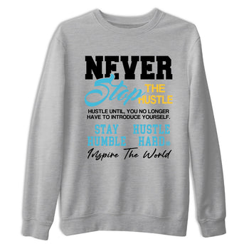Sneaker match tees – Sneaker Tees To Match Air Jordan 11 Gamma Shoes – Never Stop The Hustle Tee Heather Grey 2