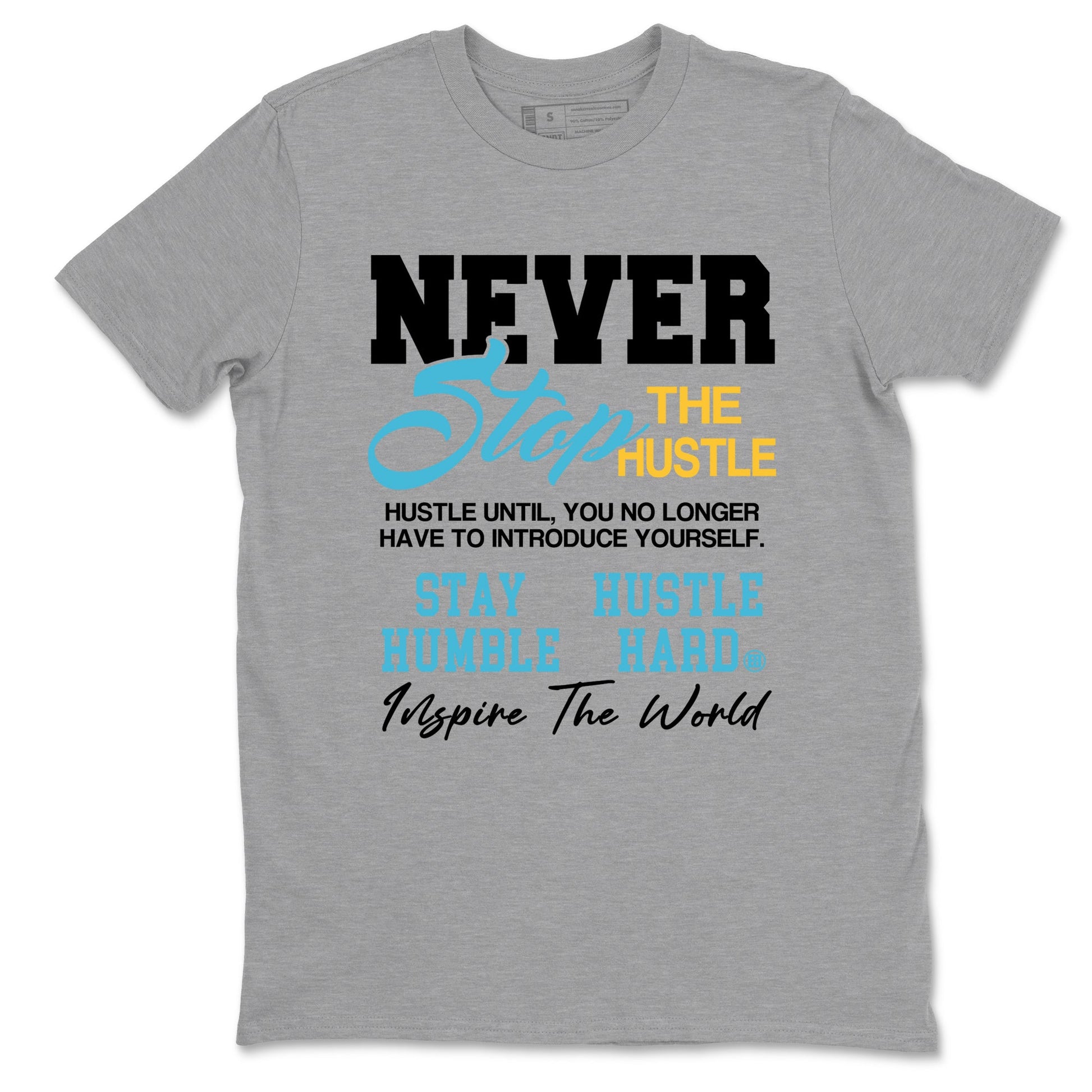 Sneaker match tees – Sneaker Tees To Match Air Jordan 11 Gamma Shoes – Never Stop The Hustle Tee Heather Grey 2