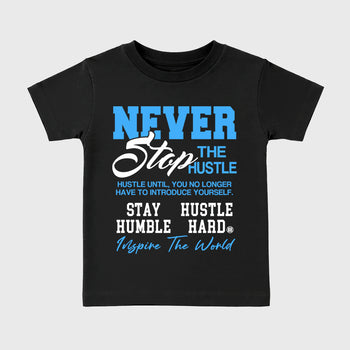 Sneaker match tees – Sneaker Tees To Match Air Jordan 14 University Blue Shoes – Never Stop The Hustle Kids T-Shirt Black 2
