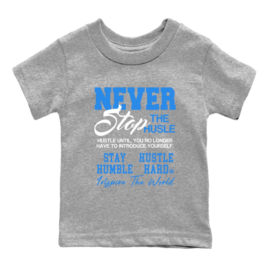 Air Jordan 3s Lucky Shorts shirts to match jordans Never Stop The Hustle best t shirts to wear with jordans Air Jordan 3 Lucky Shorts match shoes to clothes SNRT Sneaker Tees Youth Baby Heather Grey 2 tee
