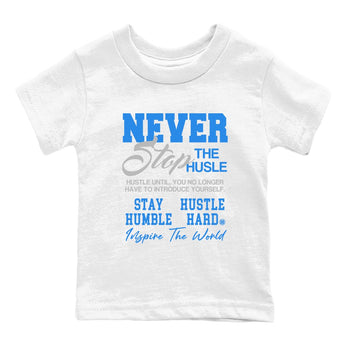 Air Jordan 3s Lucky Shorts shirts to match jordans Never Stop The Hustle best t shirts to wear with jordans Air Jordan 3 Lucky Shorts match shoes to clothes SNRT Sneaker Tees Youth Baby White 2 tee