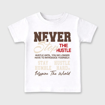 Sneakerfit Streetwear outfit, Sneaker Tees To Match Air Jordan 3 World's Best Dad – Never Stop the Hustle Graphic Kids Tee White 2