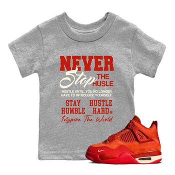4s Brick By Brick best t shirts to wear with jordans Never Stop The Hustle sneaker match tees Nigel Sylvester x Air Jordan 4 Brick by Brick match shoes to clothes SNRT Sneaker Tees Youth Baby Heather Grey 1 tee