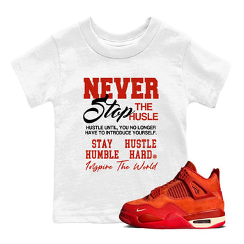 4s Brick By Brick best t shirts to wear with jordans Never Stop The Hustle sneaker match tees Nigel Sylvester x Air Jordan 4 Brick by Brick match shoes to clothes SNRT Sneaker Tees Youth Baby White 1 tee