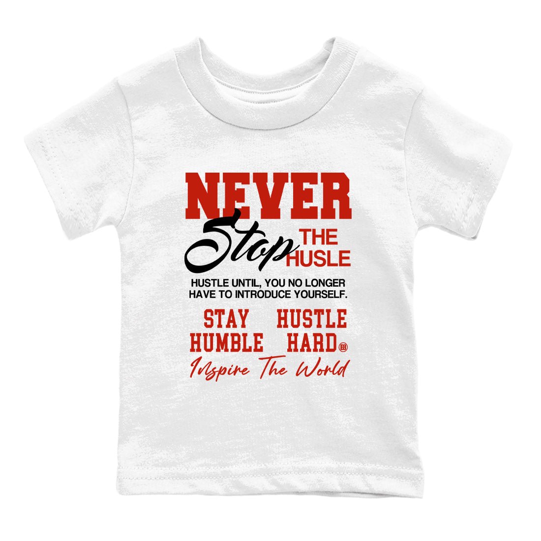 4s Brick By Brick best t shirts to wear with jordans Never Stop The Hustle sneaker match tees Nigel Sylvester x Air Jordan 4 Brick by Brick match shoes to clothes SNRT Sneaker Tees Youth Baby White 2 tee