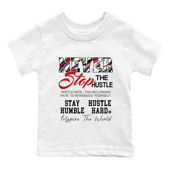 Sneaker Threads – Sneaker Tees To Match Air Jordan 8 Bunny – Never Stop The Hustle Youth Graphic Tee White 2. Perfect for Jordan releases 2025 colorways.