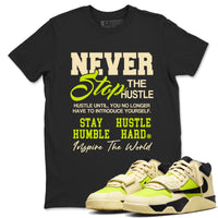 Never Stop The Hustle SNRT Sneaker Tees - Jordan Jumpman Jack Travis Scott Bright Cactus