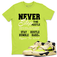 Never Stop The Hustle SNRT Sneaker Tees - Jordan Jumpman Jack Travis Scott Bright Cactus