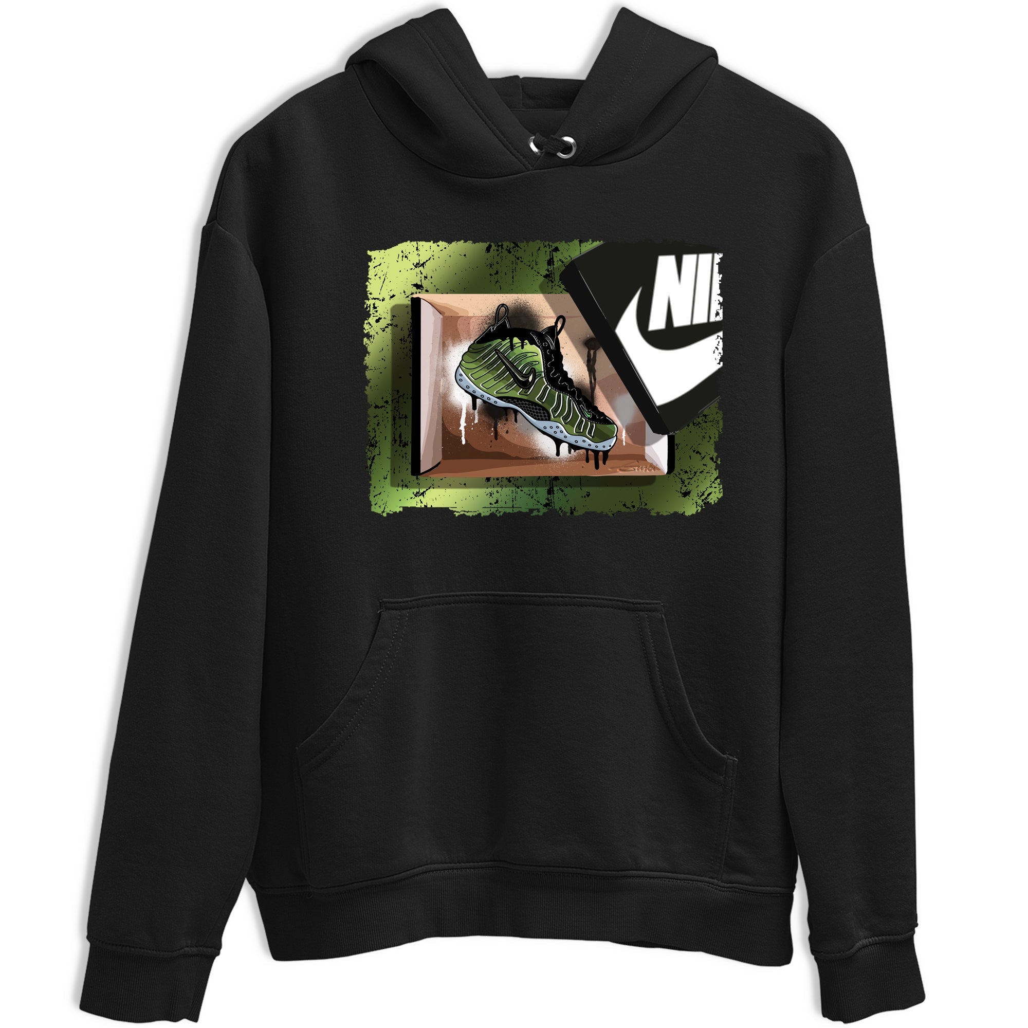 Best Christmas gifts for sneakerheads - Sneaker Tees To Match Air Foamposite One Pine Green Sneakers – New Kicks Tee Black 2