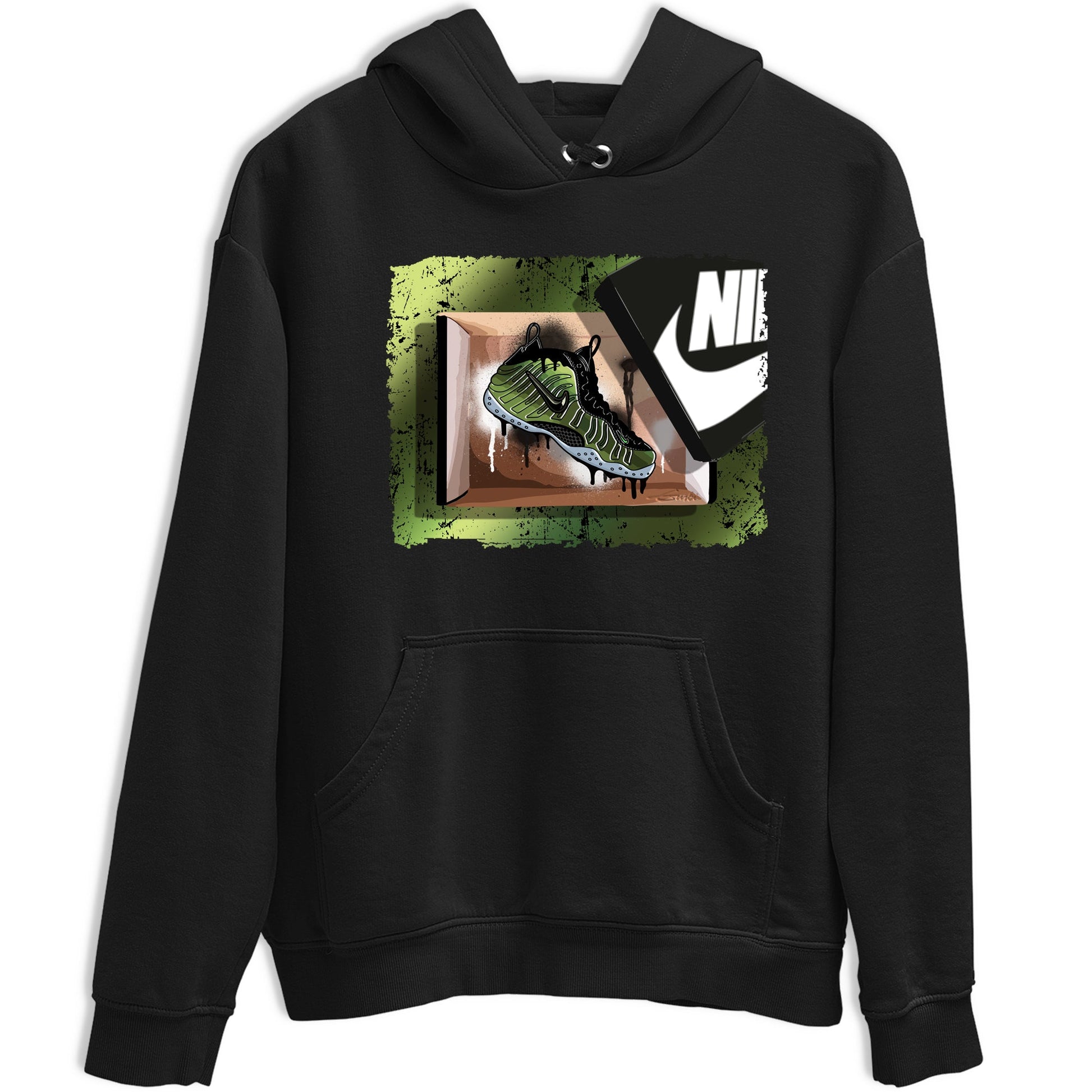 Best Christmas gifts for sneakerheads - Sneaker Tees To Match Air Foamposite One Pine Green Sneakers – New Kicks Tee Black 2