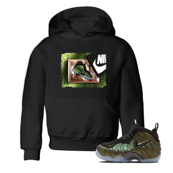 Best Christmas gifts for sneakerheads - Sneaker Tees To Match Air Foamposite One Pine Green Sneakers – New Kicks Kids T-Shirt Black 1