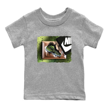Best Christmas gifts for sneakerheads - Sneaker Tees To Match Air Foamposite One Pine Green Sneakers – New Kicks Kids T-Shirt Heather Grey 2