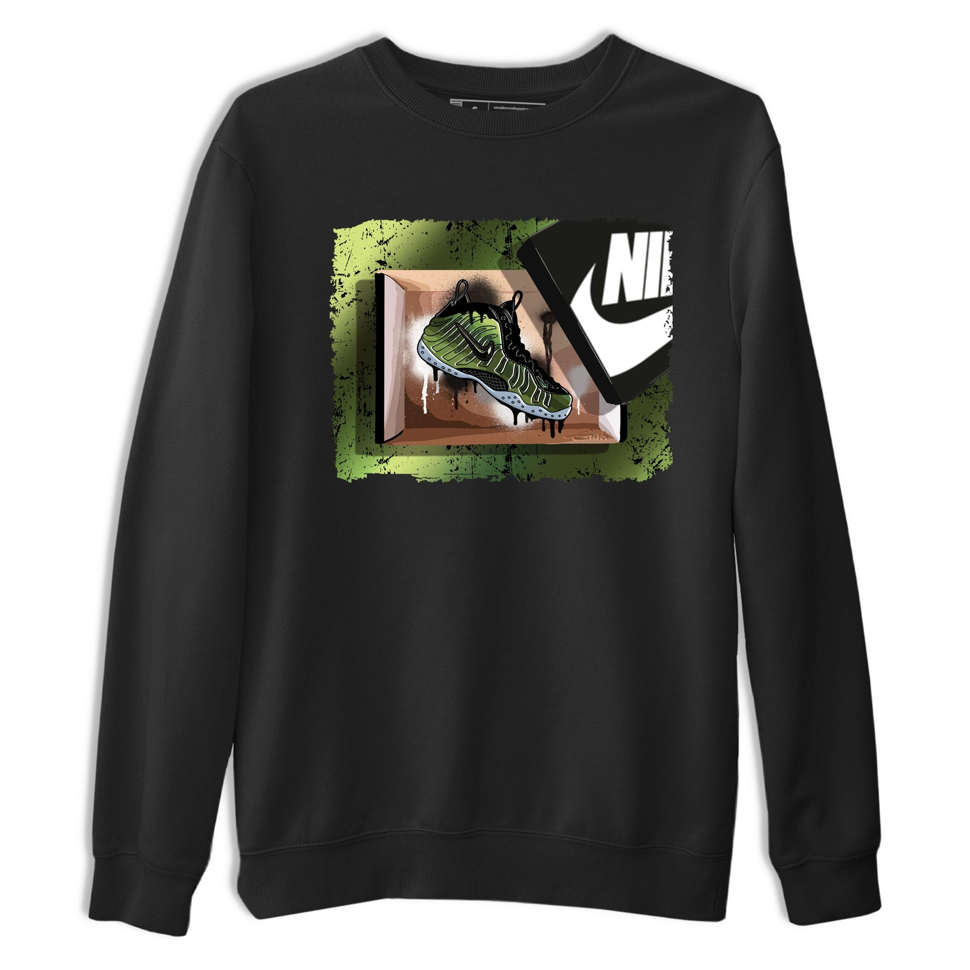 Best Christmas gifts for sneakerheads - Sneaker Tees To Match Air Foamposite One Pine Green Sneakers – New Kicks Tee Black 2