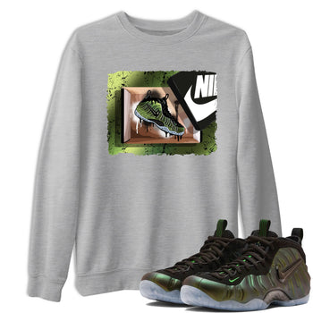Best Christmas gifts for sneakerheads - Sneaker Tees To Match Air Foamposite One Pine Green Sneakers – New Kicks Tee Heather Grey 1