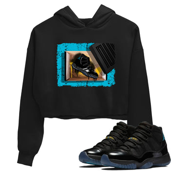 Sneaker Threads – Sneaker Tees To Match Air Jordan 11 Retro Gamma – New Kicks Crop Tee Black 1. Perfect for Jordan releases 2025 colorways.