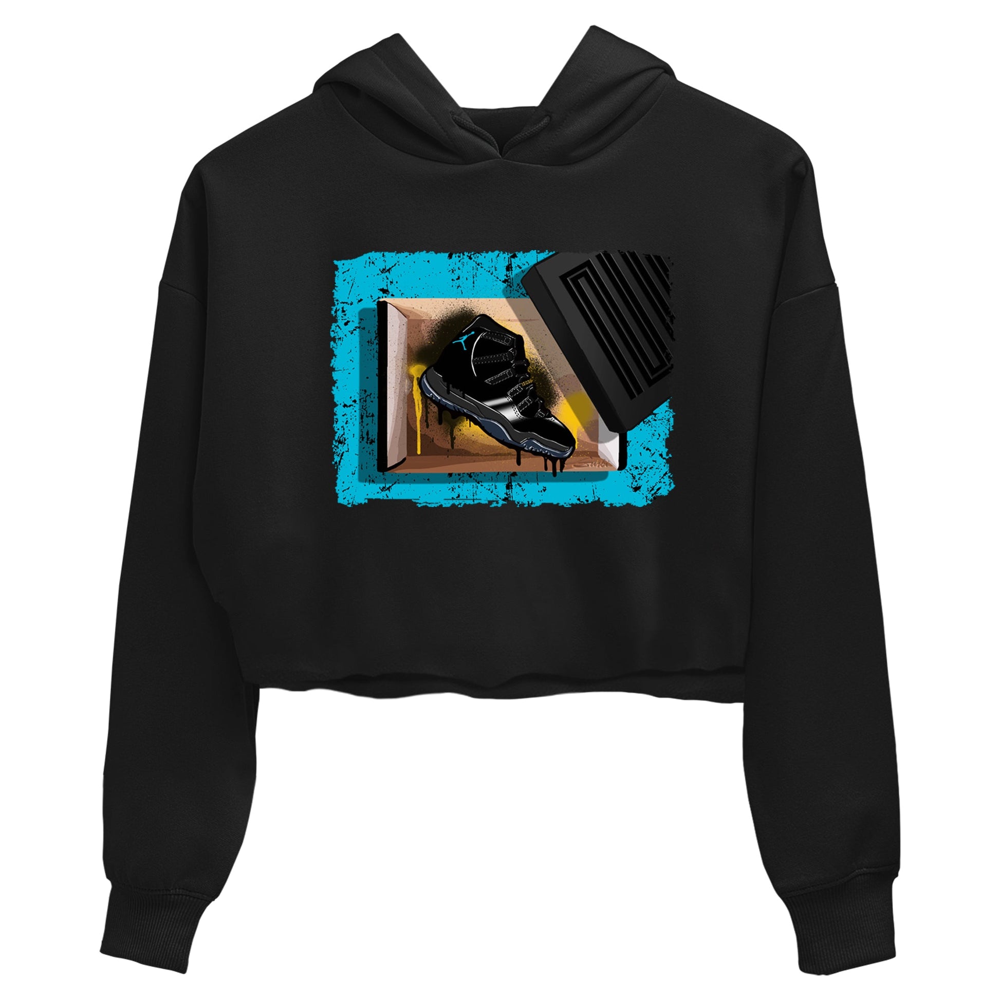 Sneaker Threads – Sneaker Tees To Match Air Jordan 11 Retro Gamma – New Kicks Crop Tee Black 2. Perfect for Jordan releases 2025 colorways.