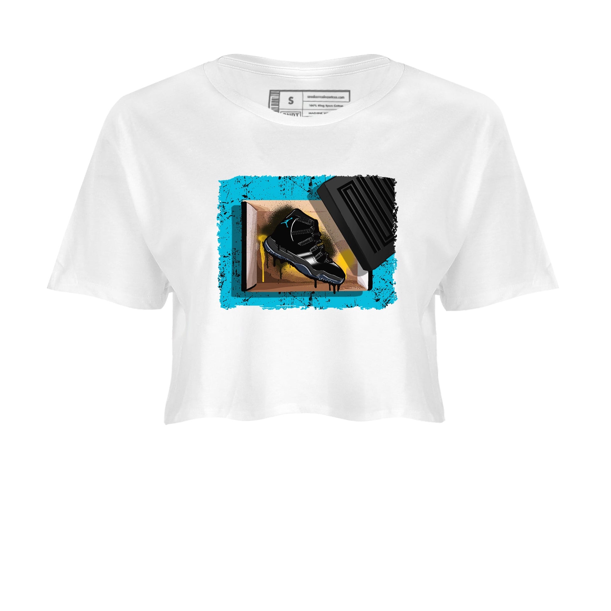 Sneaker Threads – Sneaker Tees To Match Air Jordan 11 Retro Gamma – New Kicks Crop Tee White 2. Perfect for Jordan releases 2025 colorways.