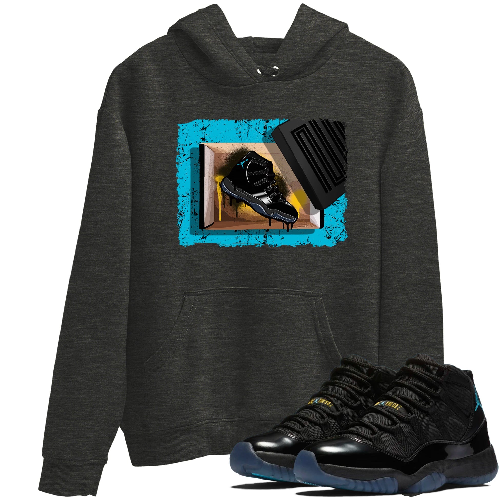 Sneaker Threads – Sneaker Tees To Match Air Jordan 11 Retro Gamma – New Kicks Graphic Tee Charcoal Heather 1. Perfect for Jordan releases 2025 colorways.