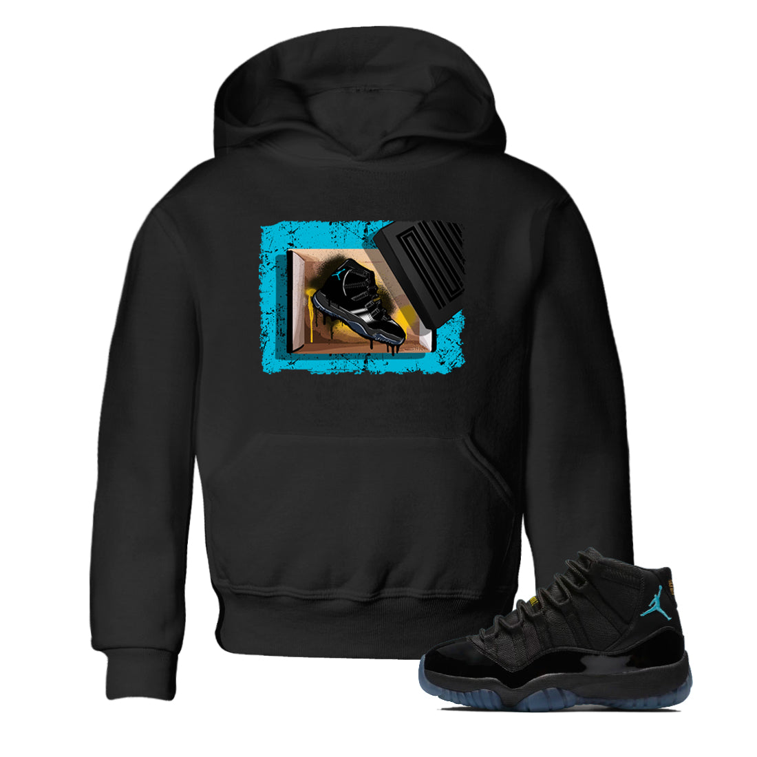 Sneaker Threads – Sneaker Tees To Match Air Jordan 11 Retro Gamma – New Kicks Youth Graphic Tee Black 1. Perfect for Jordan releases 2025 colorways.