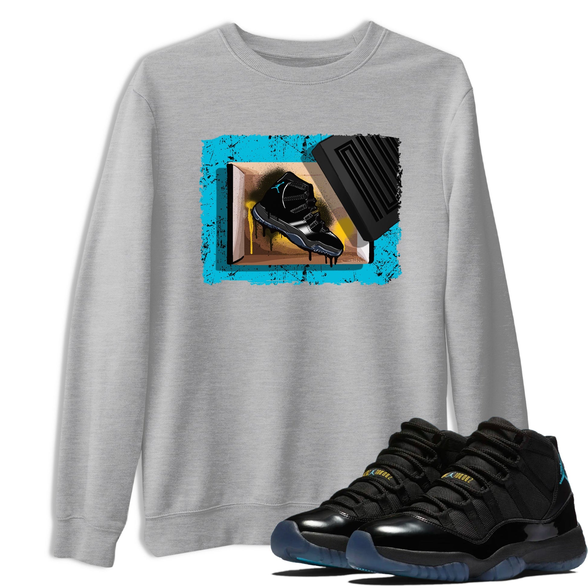 Sneaker Threads – Sneaker Tees To Match Air Jordan 11 Retro Gamma – New Kicks Graphic Tee Heather Grey 1. Perfect for Jordan releases 2025 colorways.