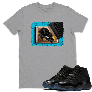 Sneaker Threads – Sneaker Tees To Match Air Jordan 11 Retro Gamma – New Kicks Graphic Tee Heather Grey 1. Perfect for Jordan releases 2025 colorways.
