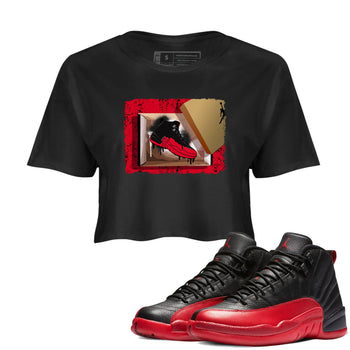 12s Flu Game shirts to match jordans New Kicks sneaker match tees Air Jordan 12 Retro Flu Game match shoes to clothes SNRT Sneaker Tees unisex cotton Black 1 crop tee