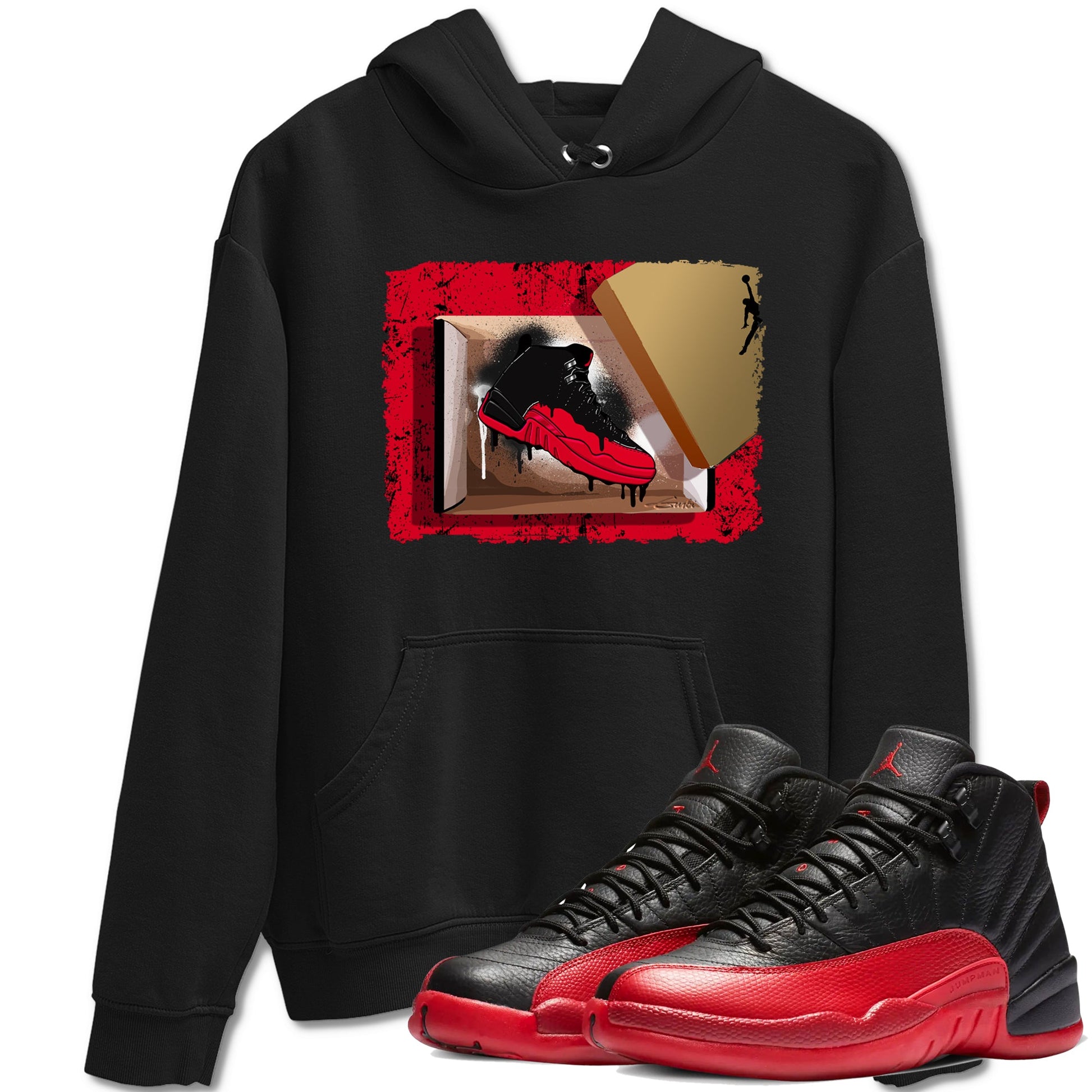 12s Flu Game shirts to match jordans New Kicks sneaker match tees Air Jordan 12 Retro Flu Game match shoes to clothes SNRT Sneaker Tees unisex cotton Black 1 shirts