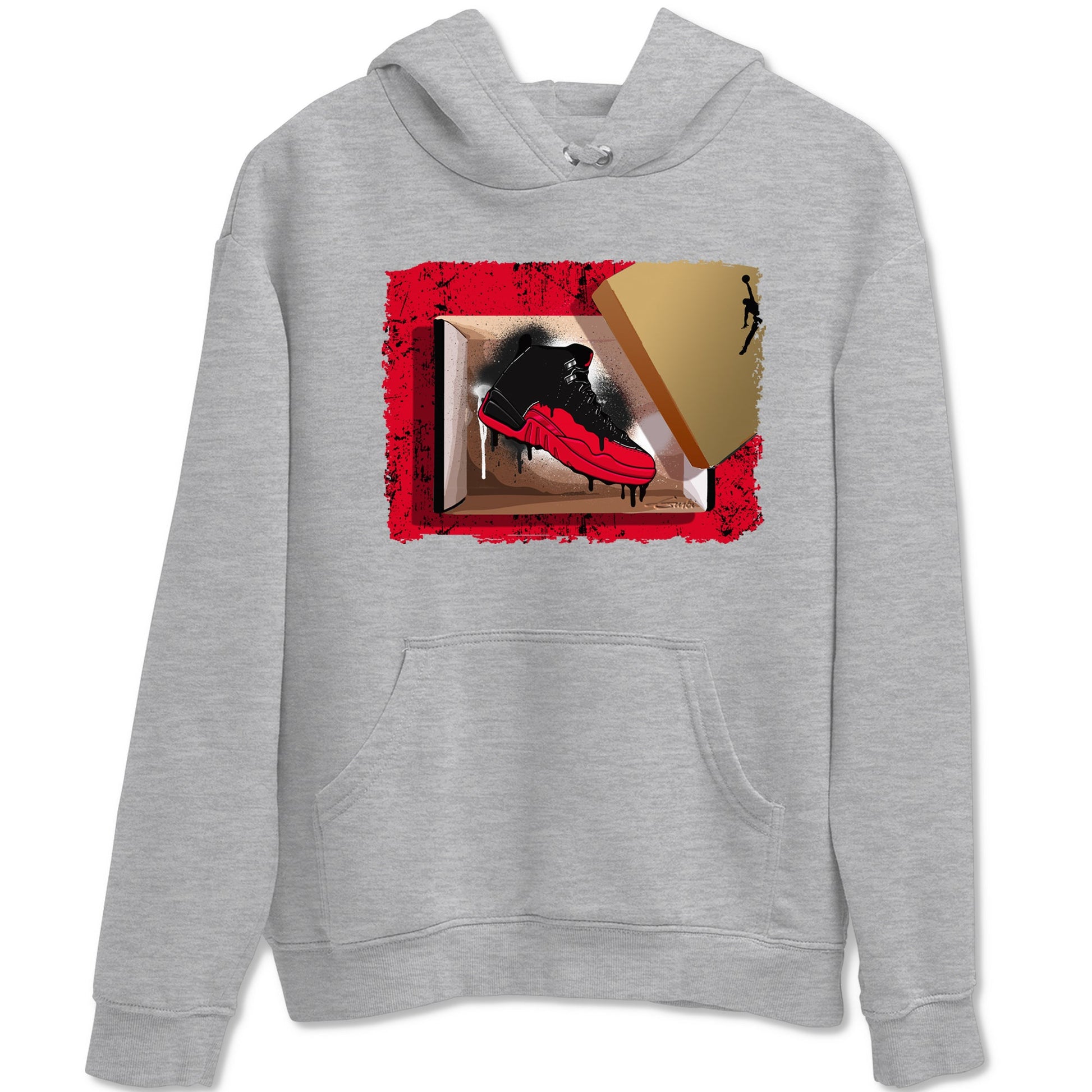 12s Flu Game shirts to match jordans New Kicks sneaker match tees Air Jordan 12 Retro Flu Game match shoes to clothes SNRT Sneaker Tees unisex cotton Heather Grey 2 shirts