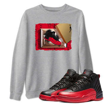 12s Flu Game shirts to match jordans New Kicks sneaker match tees Air Jordan 12 Retro Flu Game match shoes to clothes SNRT Sneaker Tees unisex cotton Heather Grey 1 shirts