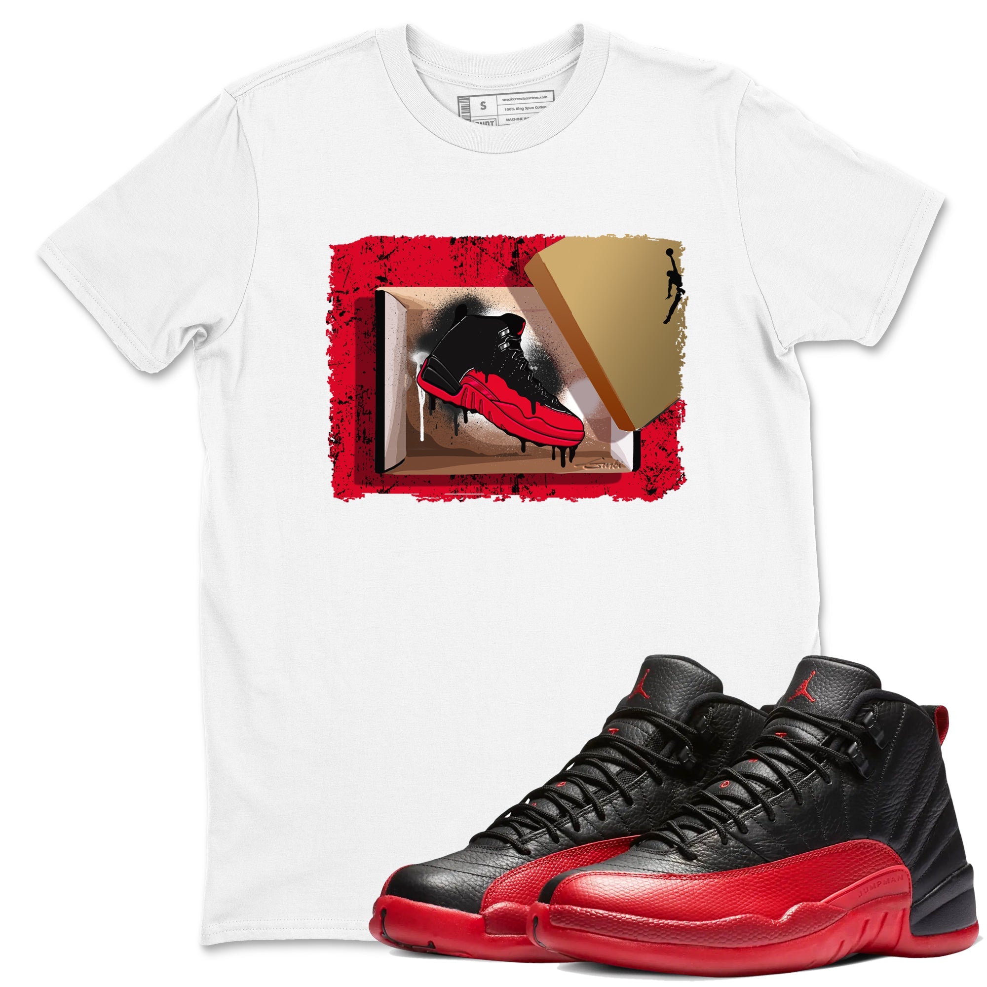 12s Flu Game shirts to match jordans New Kicks sneaker match tees Air Jordan 12 Retro Flu Game match shoes to clothes SNRT Sneaker Tees unisex cotton White 1 shirts