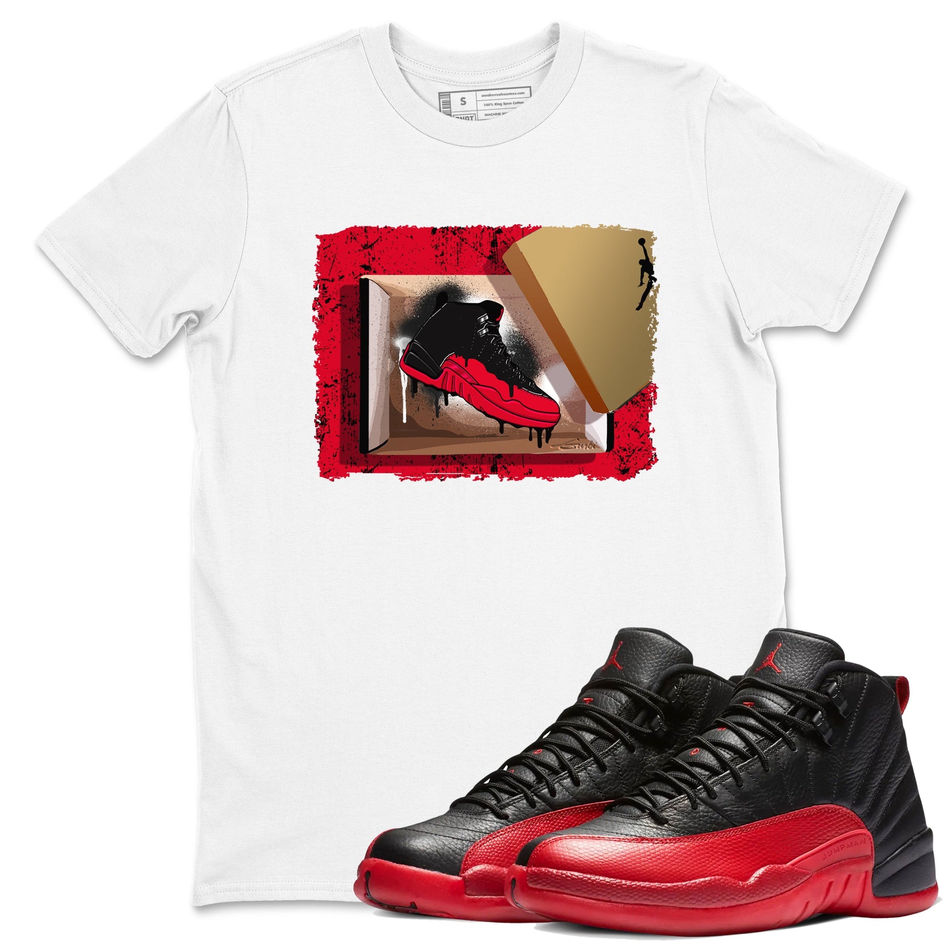 12s Flu Game shirts to match jordans New Kicks sneaker match tees Air Jordan 12 Retro Flu Game match shoes to clothes SNRT Sneaker Tees unisex cotton White 1 shirts