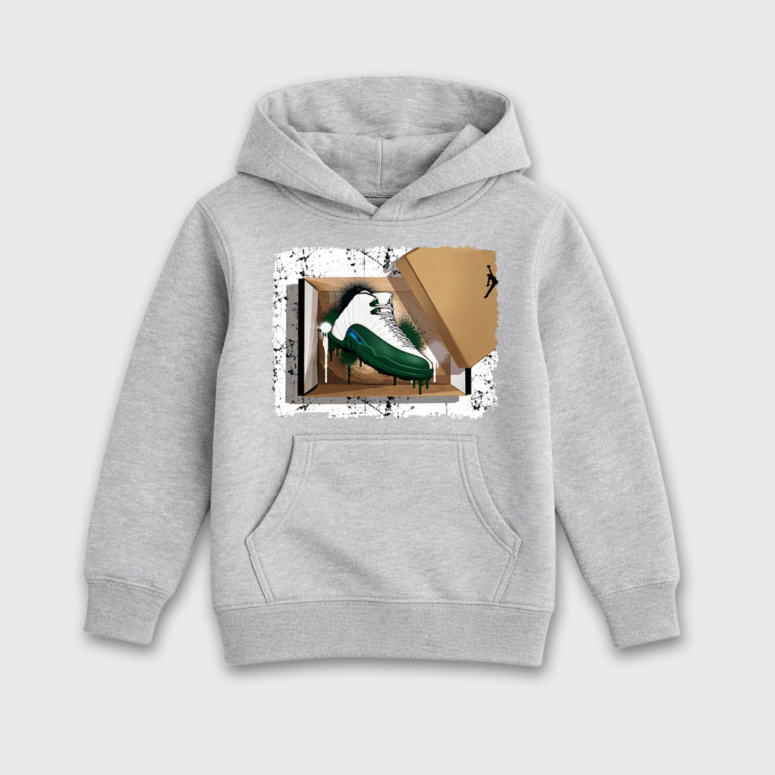 New Kicks Baby & Kids Graphic Hoodie featuring original artwork designed to match the Air Jordan 12 Summit Green. Heather Grey 2 Kids Graphic Sweater.