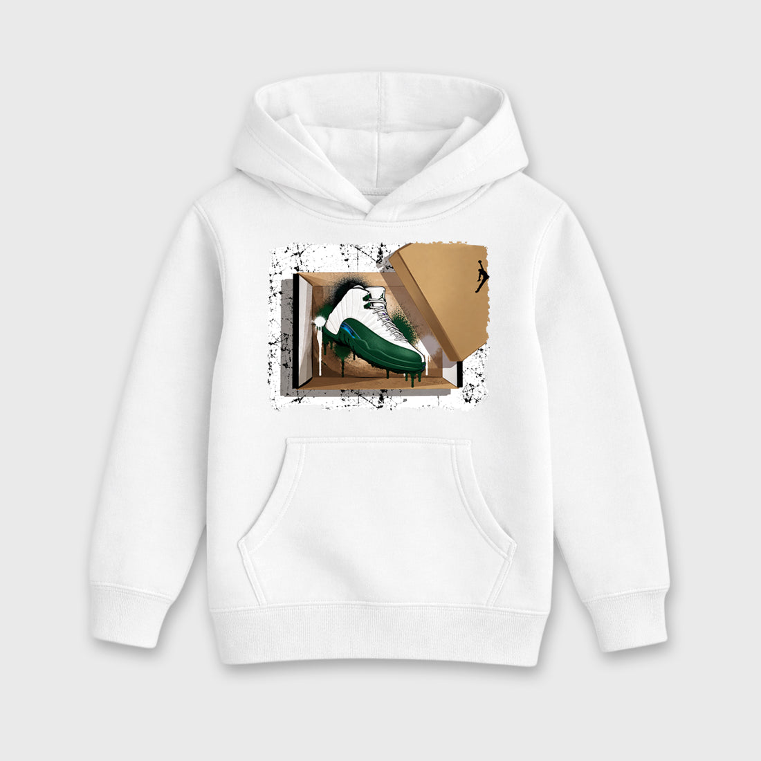 New Kicks Baby & Kids Graphic Hoodie featuring original artwork designed to match the Air Jordan 12 Summit Green. White 2 Kids Graphic Sweater.