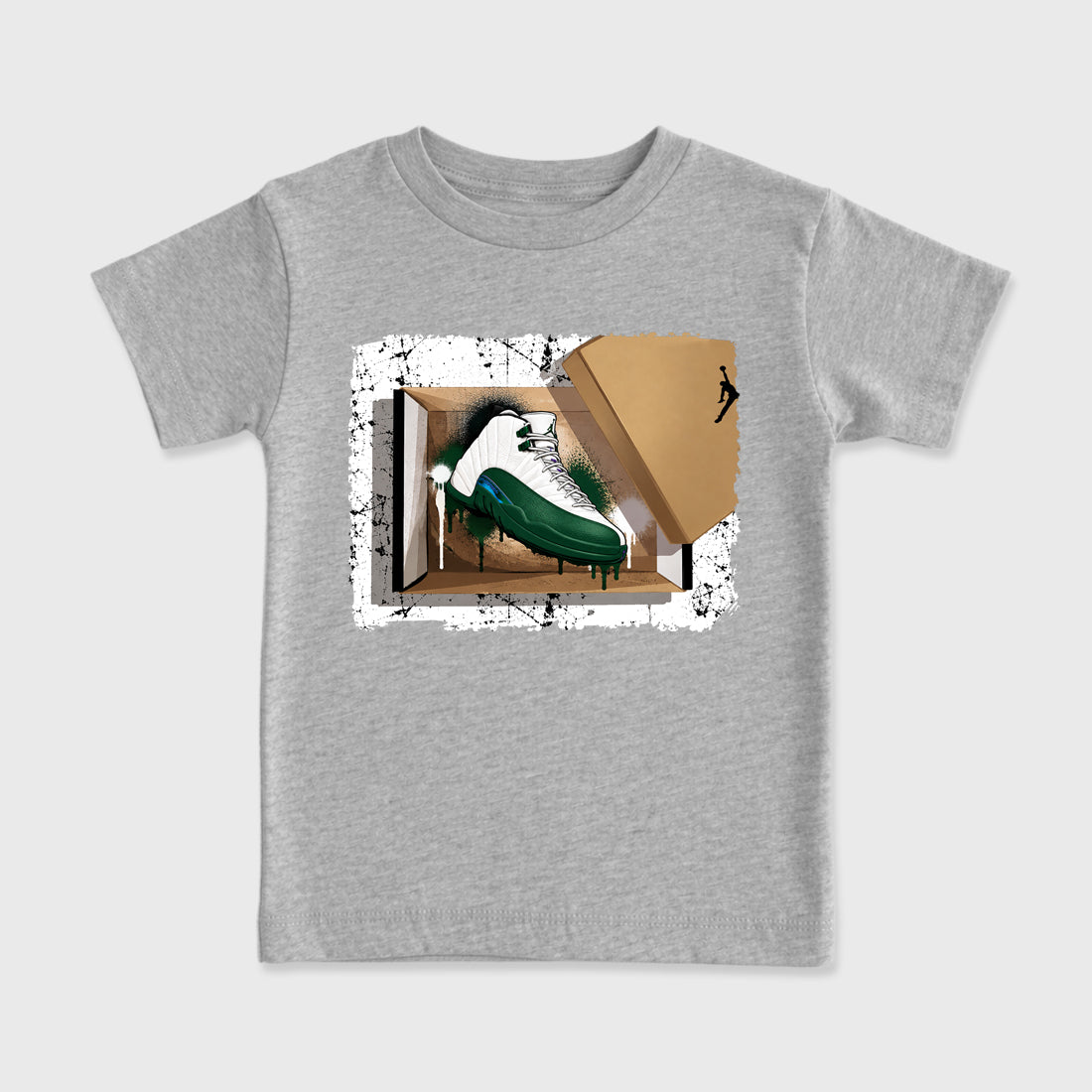 New Kicks Baby & Kids Graphic T-Shirt featuring original artwork designed to match the Air Jordan 12 Summit Green. Heather Grey 2 Kids Graphic Tee.