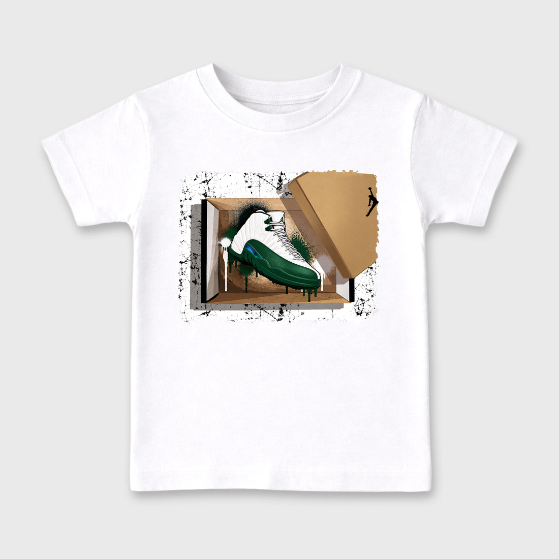 New Kicks Baby & Kids Graphic T-Shirt featuring original artwork designed to match the Air Jordan 12 Summit Green. White 2 Kids Graphic Tee.